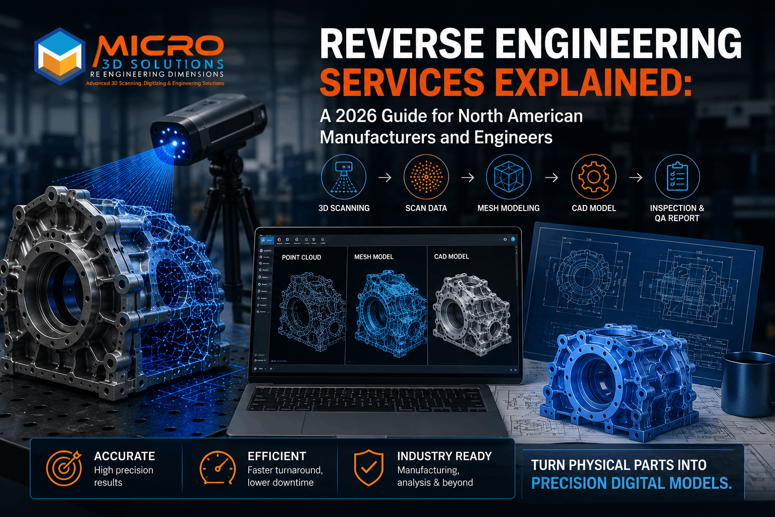 Reverse engineering services workflow: physical part to digital CAD model
